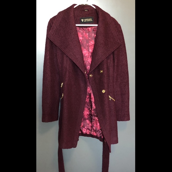 Guess Women’s Burgundy Wrap Coat - Picture 2 of 6